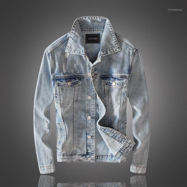 

autumn men's jeans jacket korean trend slim fit washed jackets, Black;brown