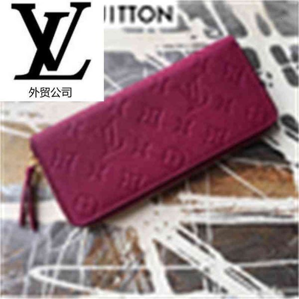 

leather long m61568 brand chain purse designer wallet purple luxury women real dkqp long wallet old wallets compact flower embossed clutches