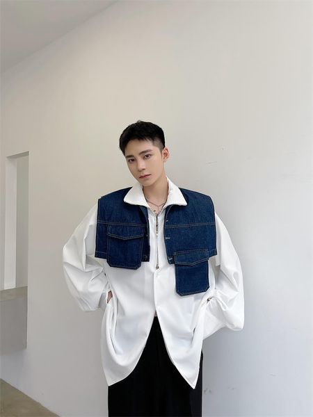 

men's vests vest of cowboy individual character man style fashion tide is folded wear collocation city youth all size, Black;white