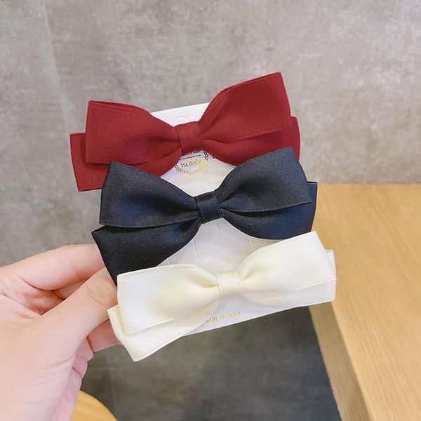 

hair accessories korean black head standing bows ribbon bowknot girls clips french hairpin kids barrette styling, Slivery;white