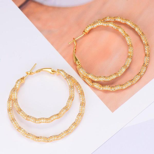 

hoop & huggie blachette trendy exclusive handmade full shiny cz earrings for noble women luxury wedding anniversary prom party show gift, Golden;silver