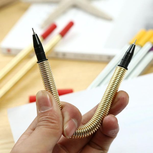 

1pcs metal double head gel pen bendable creative small armor delicarte school stationeries 0.5mm lovely office tool pens
