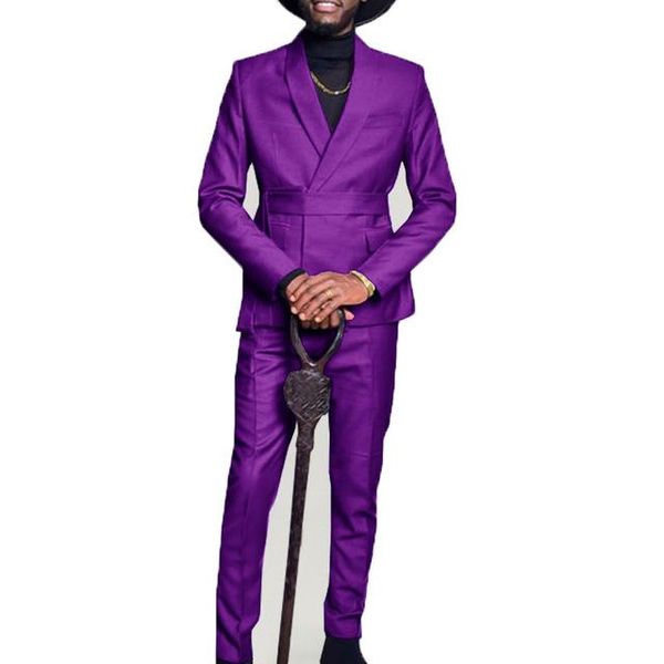 

costume homme purple shawl lapel men suits with belt tuxedos for wedding bridegroom two pieces prom blazers (jacket+pants) men's, White;black