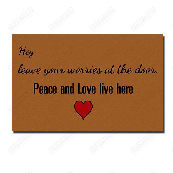 

welcome doormat entrance door funny print on demand leave your worries at the door rubber carpet in hallway front mat