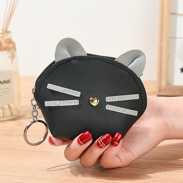 

coin purses women's small change money bags cat mini wallet purse girl holders cartoon cute key pack gift, White