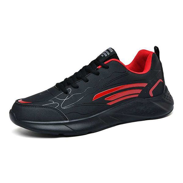 Scarpe da corsa traspiranti di alta qualità da uomo nero rosso leggero suola morbida versatili scarpe da ginnastica sportive per il tempo libero da uomo