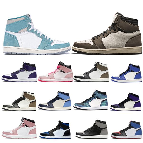 

2022 1s man's basketball shoes man unc dark mocha obsidian tie dye court purple bred cactus jack university blue what the game royal si