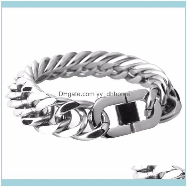 

link, bracelets jewelrylink, chain 13/16/19/22mm cool strong stainless steel sier color polished cuban curb mens unisexs bracelet bangle des, Black