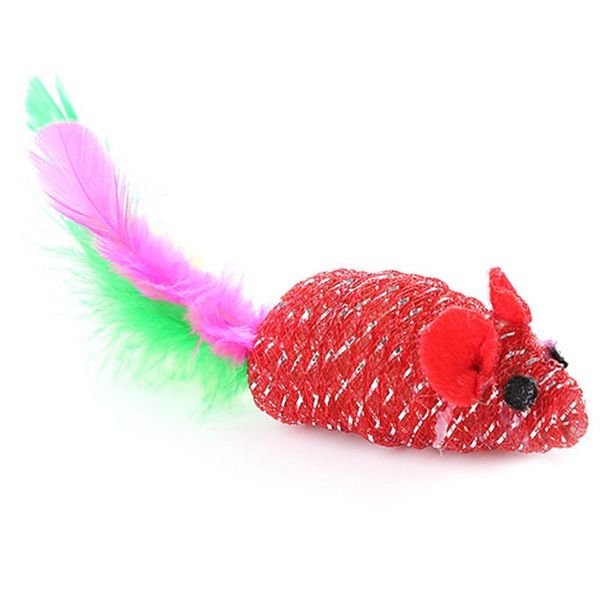 

cat toys random color mouse toy lovely simulation pet interactive bite scratch fake feather tail