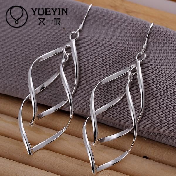 

dangle & chandelier wholesale silver plated earrings for women wedding jewelry long heart kolczyki bridal
