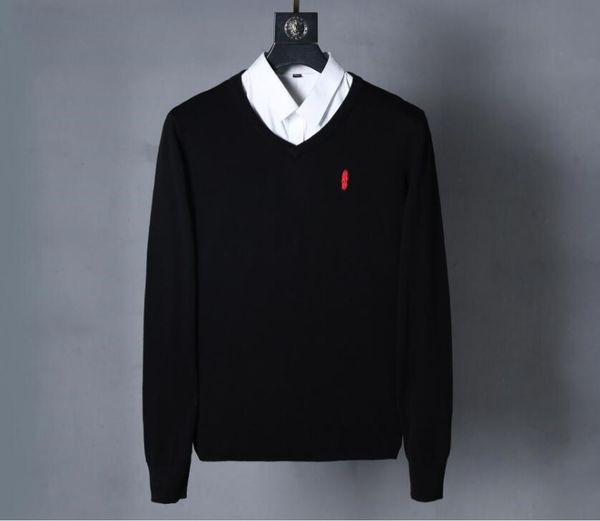

men's v-neck sweater fashion business long-sleeved cashmere knit bottoming shirt, White;black