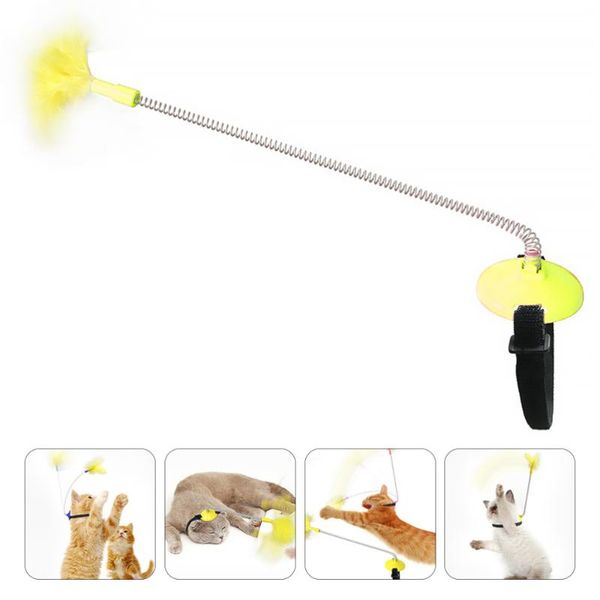

cat toys teaser stick rod feather catcher playing wand kitten with collar