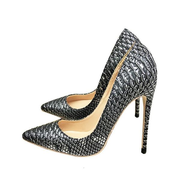 

dress shoes black gray snake print fashion pointed toe 12cm high-heeled exquisite elegant single shoes ladies party yg028 chensir9 uo31