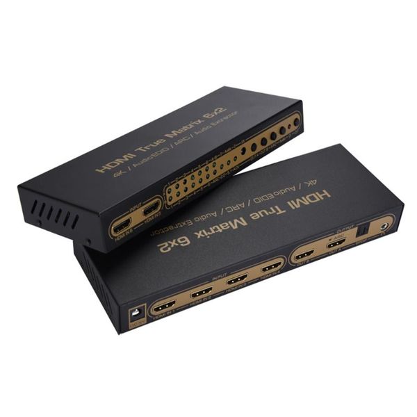 

audio cables & connectors 6x2 matrix switch splitter with optical l/r output support ultra hd 4k x 2k 3d 1080p arc remote control