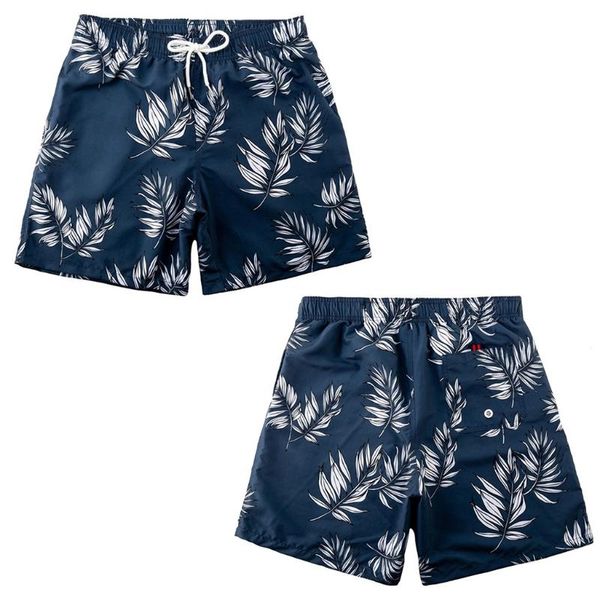 

men's swimwear men summer weather quick dry swim trunks beach board shorts printed leaf drawstring elastic waist casual