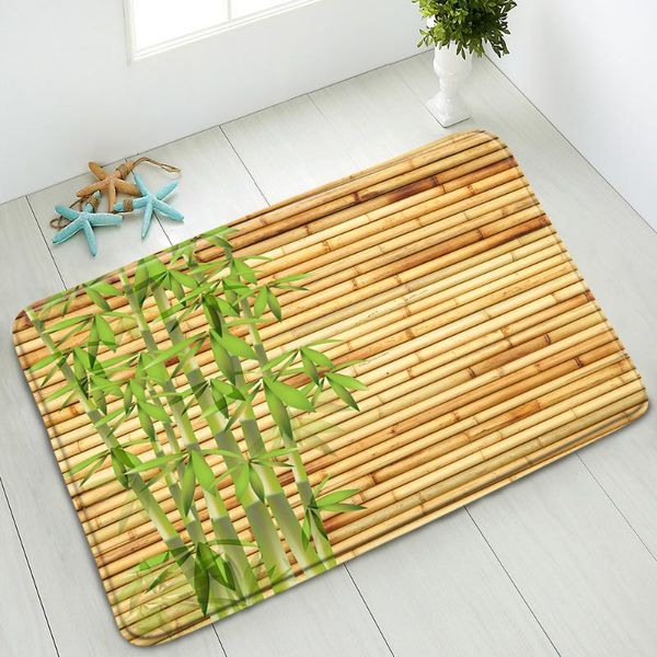 

bath mats bamboo bathroom anti-slip mat green forest leaves plant indoor floor bedroom kitchen doormat absorbent carpet home decor