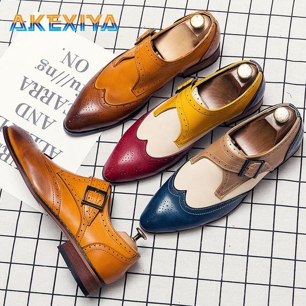 

dress shoes brand men's leather moccasins business pointed fashion designer brogue 38-48 size, Black