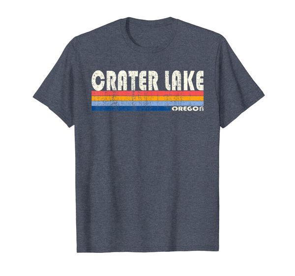 

vintage 70s 80s style crater lake or t-shirt, White;black