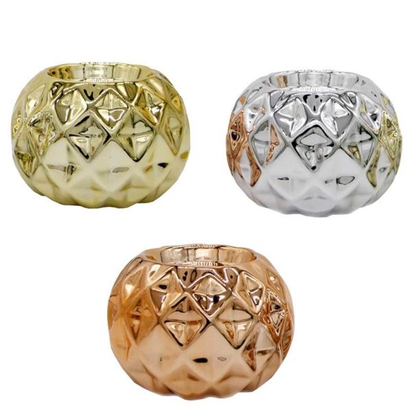 

european-style golden silver ceramic candlestick spherical rhombus table candle holder decoration holders
