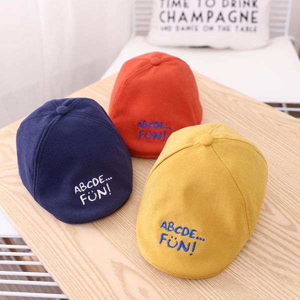

kids berets letter embroidery baby girl boy hat summer soft cotton outdoor children toddler baseball cap caps & hats, Yellow