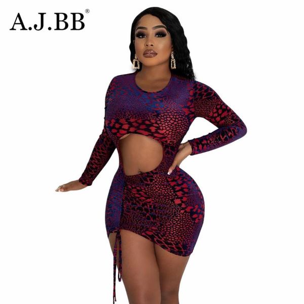 

casual dresses 2021 european summer leopard print party dress fashion slim o-neck long-sleeved t-shirt short skirt, Black;gray