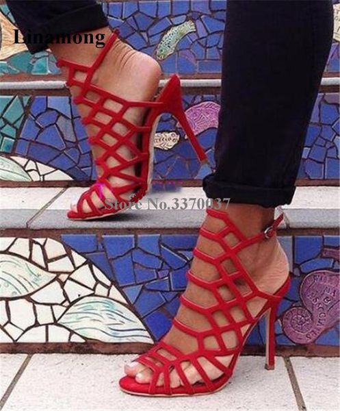 

dress shoes women fashion open toe suede leather stiletto heel gladiator sandals cut-out straps cross high, Black