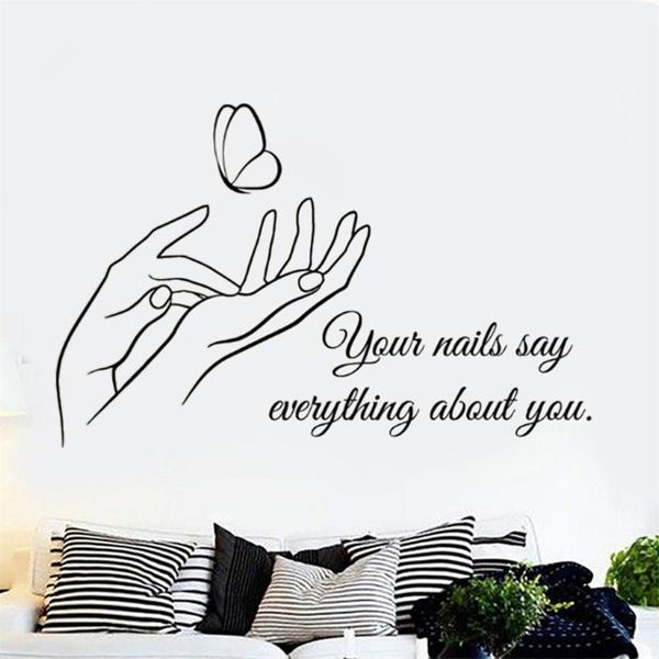 

wall stickers your nails say everything about you quote manicure decals shop window mural beauty salon decor dw20311