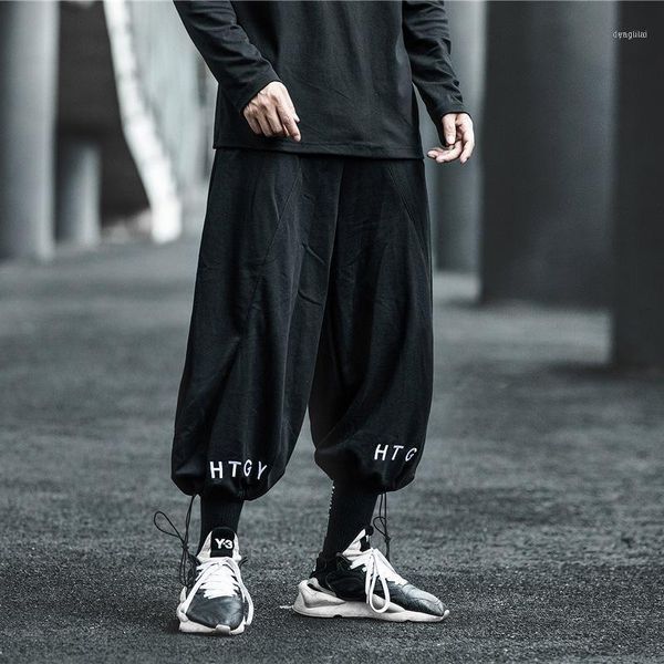 

letter print hip hop casual techwear streetwear men pencil pants black autumn japanese tooling bottoms male cargo loose trousers1