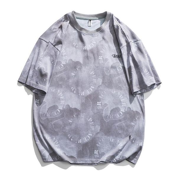 

men's t-shirts men oversized tie dye letter t shirts 2021 summer mens vintage hip hop streetwear shirt man cotton printed tees, White;black