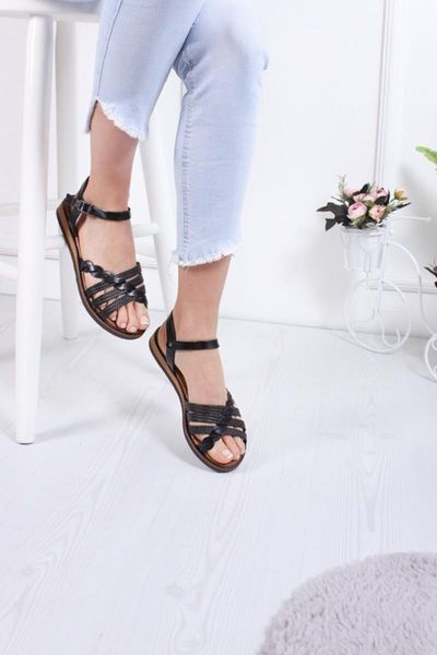 

sandals women's black genuine leather