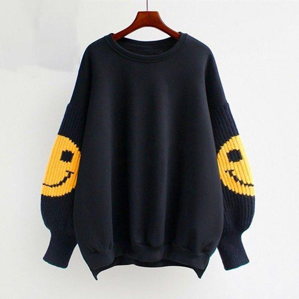 

women's sweaters loose pullover office lady fashion simple fall print round neck sweater plain versatile comfortable casual, White;black