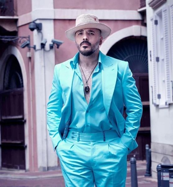 

men's suits & blazers 2021 customized blue suit wedding tuxedo winter pointed lapel groom party formal jacket (jacket + pants), White;black
