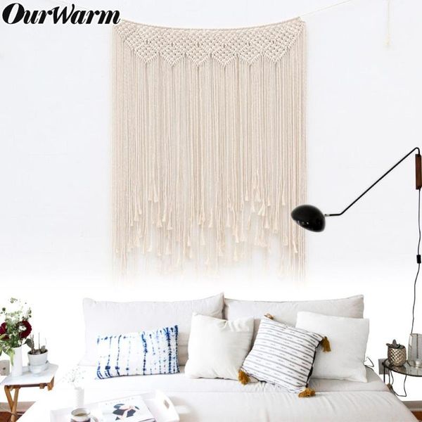 

tapestries ourwarm macrame curtain tapestry handmade cotton home wall hanging po backdrop diy room rustic wedding party decoration 100cm
