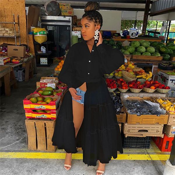 

casual dresses my elegant women dress long sleeve shirt lapel collar with buttons yarn for spring and autumn maxi, Black;gray
