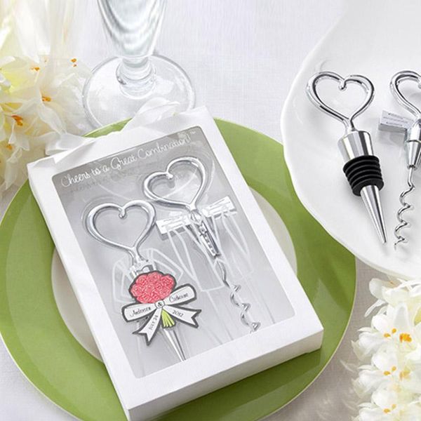 

pcs wine bottle opener love heart corkscrew wedding decoration set gift favors ser guests party favor
