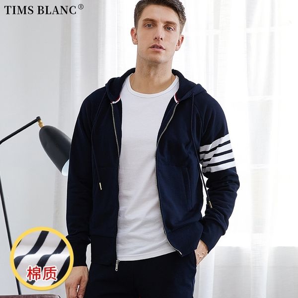 

1906 tb new zipper hoodie men's couple's korean fashion pure cotton jacket, Black