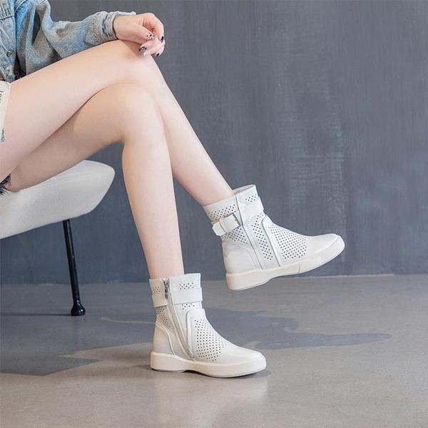 

spring/summer korean edition boots women's leather single net cold, Black
