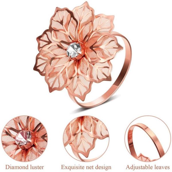 

napkin rings lber 12 pieces alloy with hollow out flower holder floral rhinestone adornment exquisit