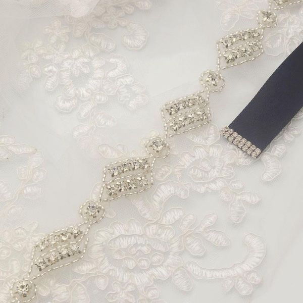 

wedding sashes missrdress thin rhinestones bridal belt silver crystal hand beaded sash for accessories jk881, White