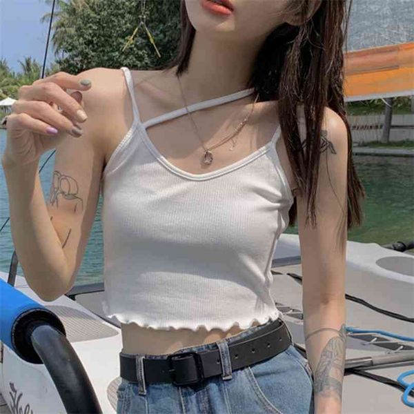 

cross camis women's tank summer y2k hollow streetwear undefined harajuku bottoming women ole 210529, White