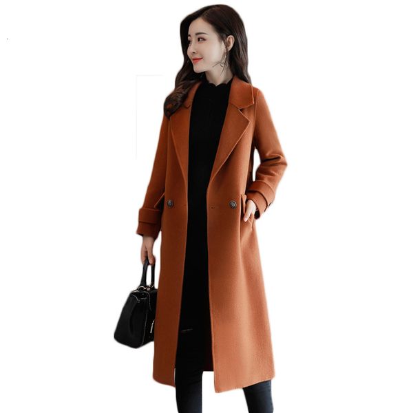 

jacket autumn women trespassate solid long manner wool coat plus size female is603 hd1x, Black;brown