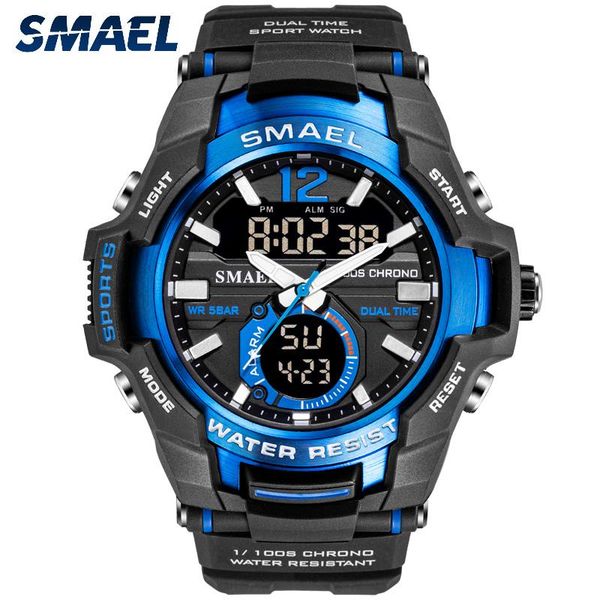 

sport watch men digital watches 5bar waterproof military dual display wristwatches relogio masculino 1805, Slivery;brown