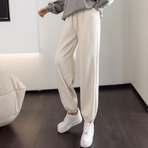 

women's pants & capris white cords feet tall waist beam in the fall and winter show thin harlan radish chenille corduroy nine points sl, Black;white