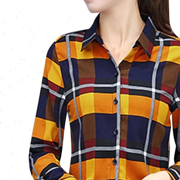 

fashion and plus size womens shirts lattice printing long sleeve lapel blouse blusa mujer lr4, White