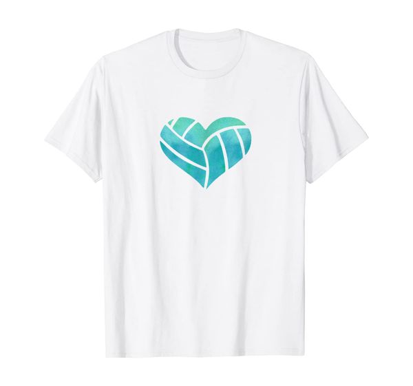 

volleyball heart teal watercolor gift for a girl t-shirt, White;black