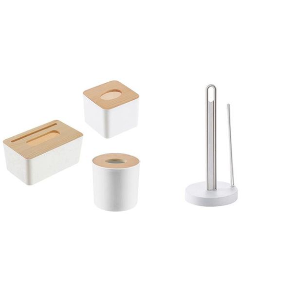 

toilet paper holders 3 pcs home kitchen tissue box & 1 towel roller holder