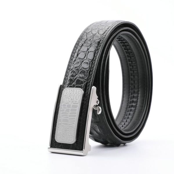

belts crocodile leather men's tactical belt automatic buckle high-end casual pants ceinture homme for women cinturon mujer, Black;brown