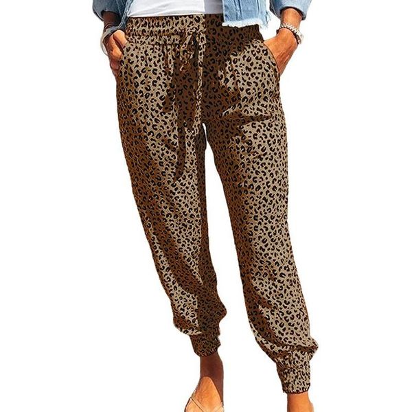 

women's pants & capris loose leopard bandage casual summer pencil trouser woman clothing 2021 streetwear, Black;white