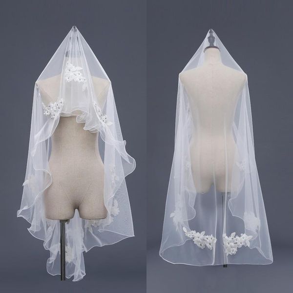 

bridal veils trendy ivory one layer appliqued petal flower hair accessories wedding handmade, Black