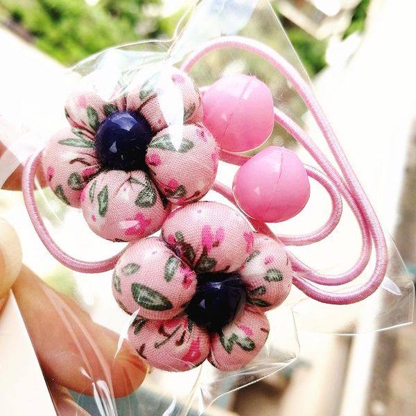 

flower printing girls hair ties five leaf floral ponytail elastic ropes women accessories headwear band, Slivery;white